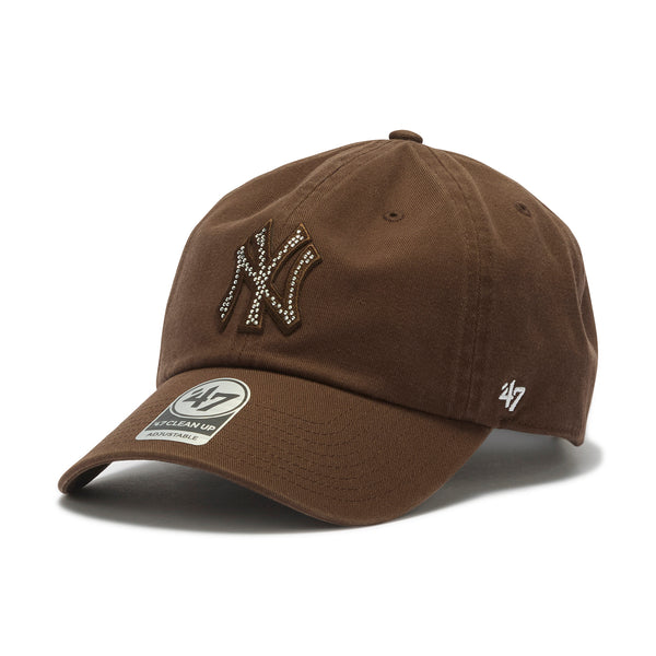 【新品】LA ロゴ ストーン付き ブラウンキャップ 47 クリーンナップ ニューヨーク・ヤンキース RHINESTONE ブラウン